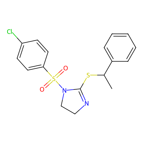 1-(4-Chlorophenyl)sulfonyl-2-(1-phenylethylsulfanyl)-4,5-dihydroimidazole structure