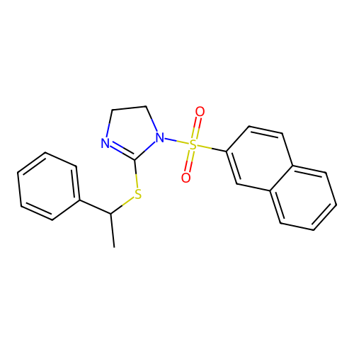 1-Naphthalen-2-ylsulfonyl-2-(1-phenylethylsulfanyl)-4,5-dihydroimidazole structure