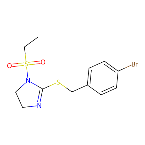 2-[(4-Bromophenyl)methylsulfanyl]-1-ethylsulfonyl-4,5-dihydroimidazole structure