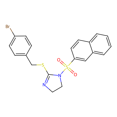 2-[(4-Bromophenyl)methylsulfanyl]-1-naphthalen-2-ylsulfonyl-4,5-dihydroimidazole structure