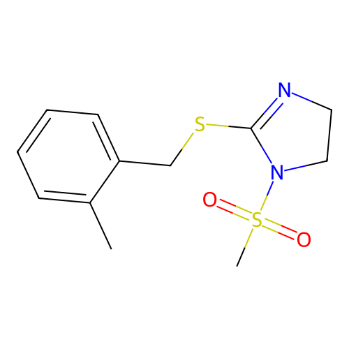 2-((2-methylbenzyl)thio)-1-(methylsulfonyl)-4,5-dihydro-1H-imidazole structure