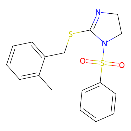 2-((2-methylbenzyl)thio)-1-(phenylsulfonyl)-4,5-dihydro-1H-imidazole structure