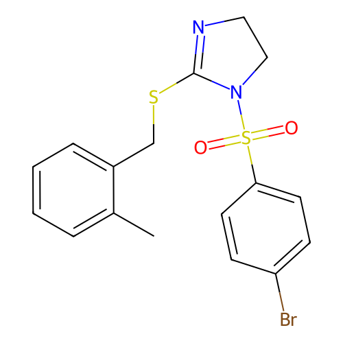 1-((4-bromophenyl)sulfonyl)-2-((2-methylbenzyl)thio)-4,5-dihydro-1H-imidazole structure