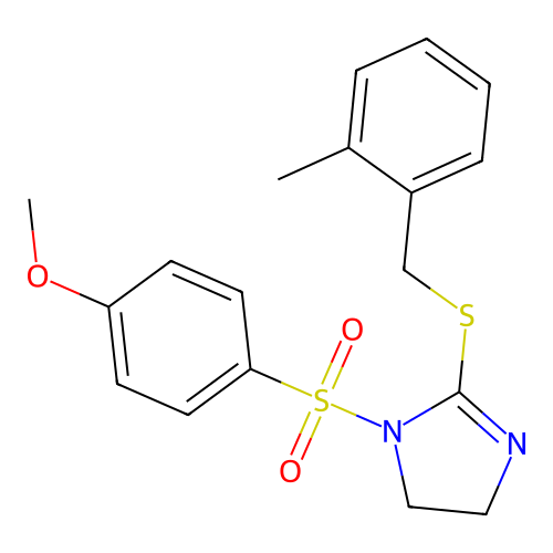 1-((4-methoxyphenyl)sulfonyl)-2-((2-methylbenzyl)thio)-4,5-dihydro-1H-imidazole structure