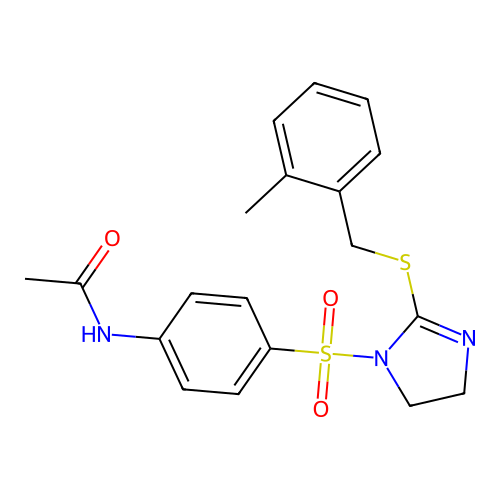 N-{4-[(2-{[(2-methylphenyl)methyl]sulfanyl}-4,5-dihydro-1H-imidazol-1-yl)sulfonyl]phenyl}acetamide structure