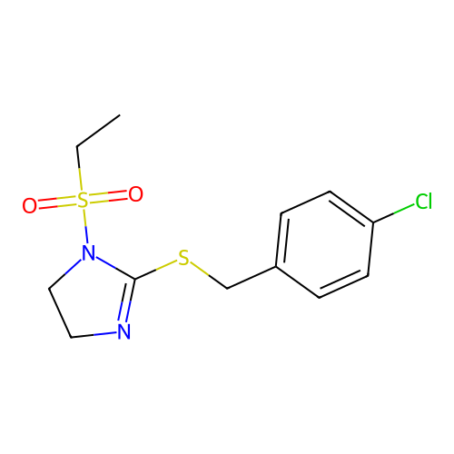 2-((4-chlorobenzyl)thio)-1-(ethylsulfonyl)-4,5-dihydro-1H-imidazole structure