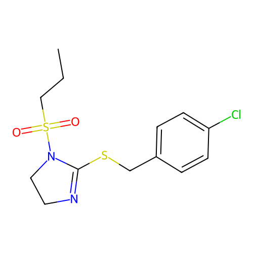 2-[(4-Chlorophenyl)methylsulfanyl]-1-propylsulfonyl-4,5-dihydroimidazole structure