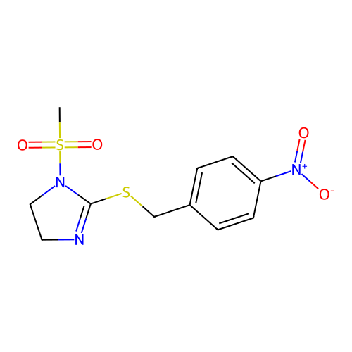 1-Methylsulfonyl-2-[(4-nitrophenyl)methylsulfanyl]-4,5-dihydroimidazole structure
