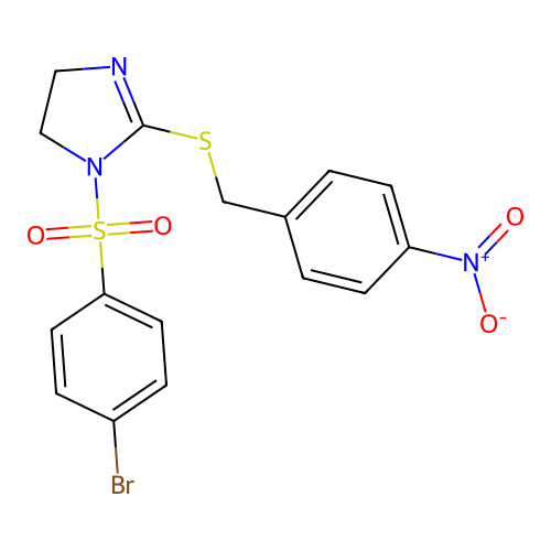 1-(4-Bromophenyl)sulfonyl-2-[(4-nitrophenyl)methylsulfanyl]-4,5-dihydroimidazole structure