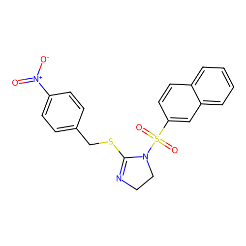 1-Naphthalen-2-ylsulfonyl-2-[(4-nitrophenyl)methylsulfanyl]-4,5-dihydroimidazole structure