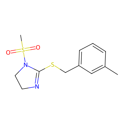 2-((3-methylbenzyl)thio)-1-(methylsulfonyl)-4,5-dihydro-1H-imidazole structure