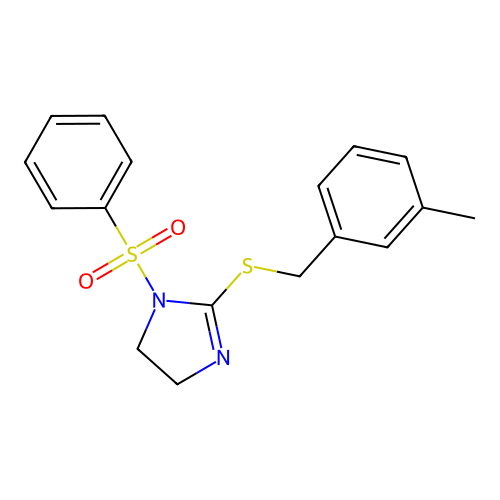 1-(Benzenesulfonyl)-2-[(3-methylphenyl)methylsulfanyl]-4,5-dihydroimidazole structure