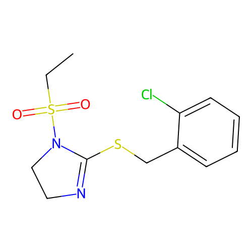 2-[(2-Chlorophenyl)methylsulfanyl]-1-ethylsulfonyl-4,5-dihydroimidazole structure