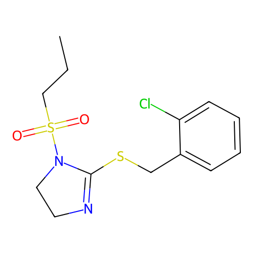 2-((2-chlorobenzyl)thio)-1-(propylsulfonyl)-4,5-dihydro-1H-imidazole structure