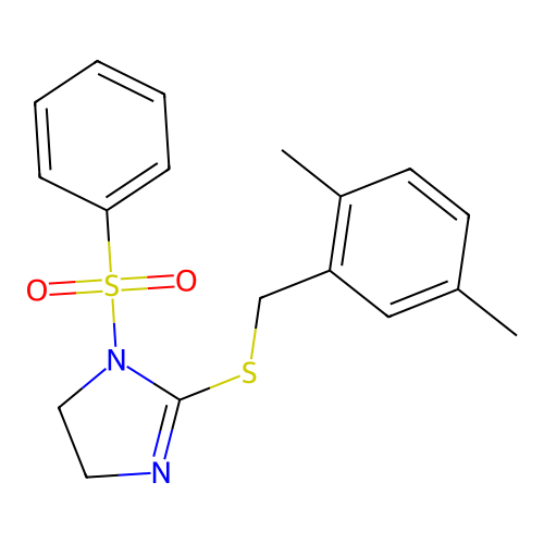 1-(Benzenesulfonyl)-2-[(2,5-dimethylphenyl)methylsulfanyl]-4,5-dihydroimidazole structure