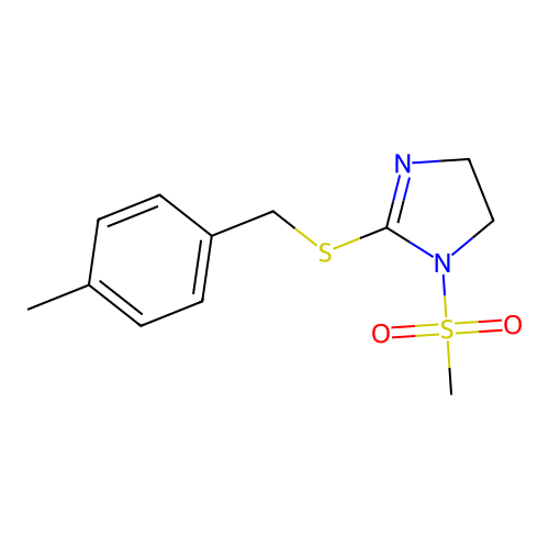 2-((4-methylbenzyl)thio)-1-(methylsulfonyl)-4,5-dihydro-1H-imidazole structure