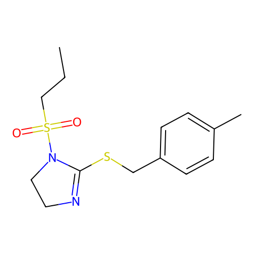 2-((4-methylbenzyl)thio)-1-(propylsulfonyl)-4,5-dihydro-1H-imidazole structure