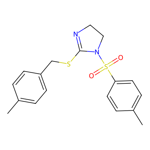2-((4-methylbenzyl)thio)-1-tosyl-4,5-dihydro-1H-imidazole structure