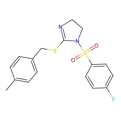 1-(4-fluorobenzenesulfonyl)-2-{[(4-methylphenyl)methyl]sulfanyl}-4,5-dihydro-1H-imidazole structure