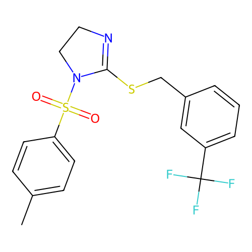 1-tosyl-2-((3-(trifluoromethyl)benzyl)thio)-4,5-dihydro-1H-imidazole structure