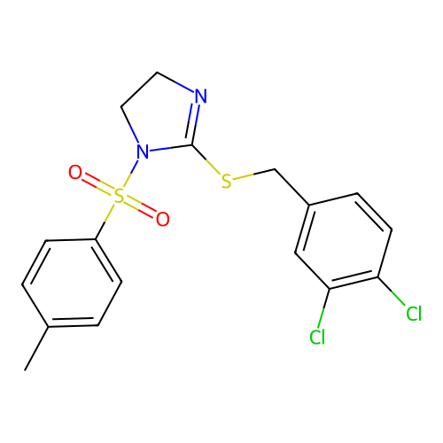 2-((3,4-dichlorobenzyl)thio)-1-tosyl-4,5-dihydro-1H-imidazole structure