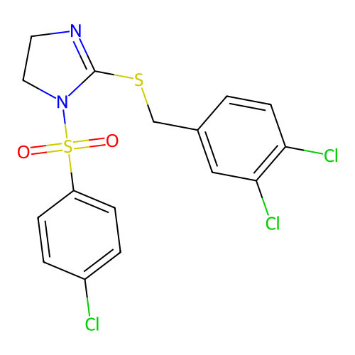 1-(4-chlorobenzenesulfonyl)-2-{[(3,4-dichlorophenyl)methyl]sulfanyl}-4,5-dihydro-1H-imidazole structure