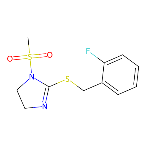 2-[(2-Fluorophenyl)methylsulfanyl]-1-methylsulfonyl-4,5-dihydroimidazole structure