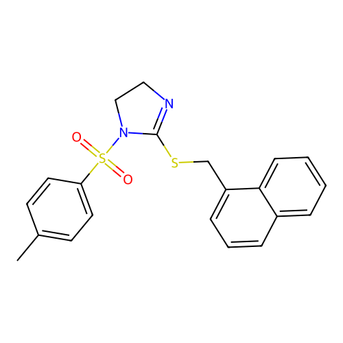 2-((naphthalen-1-ylmethyl)thio)-1-tosyl-4,5-dihydro-1H-imidazole structure
