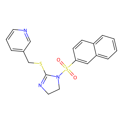 3-[(1-Naphthalen-2-ylsulfonyl-4,5-dihydroimidazol-2-yl)sulfanylmethyl]pyridine structure