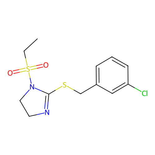 2-[(3-Chlorophenyl)methylsulfanyl]-1-ethylsulfonyl-4,5-dihydroimidazole structure