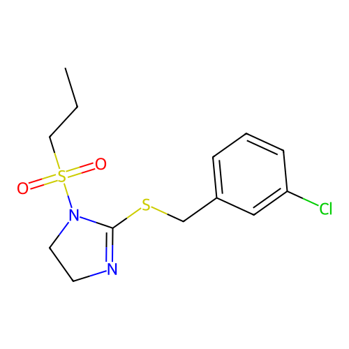 2-[(3-Chlorophenyl)methylsulfanyl]-1-propylsulfonyl-4,5-dihydroimidazole structure