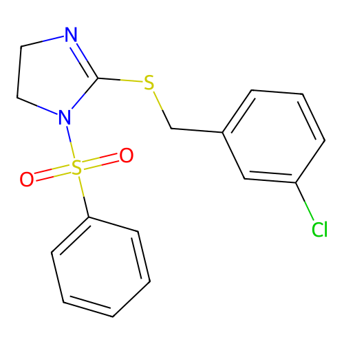 1-(Benzenesulfonyl)-2-[(3-chlorophenyl)methylsulfanyl]-4,5-dihydroimidazole structure