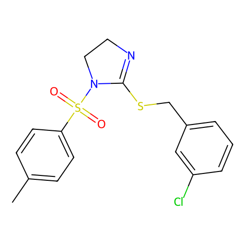 2-((3-chlorobenzyl)thio)-1-tosyl-4,5-dihydro-1H-imidazole structure