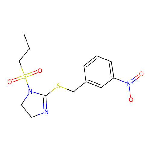 2-[(3-Nitrophenyl)methylsulfanyl]-1-propylsulfonyl-4,5-dihydroimidazole structure