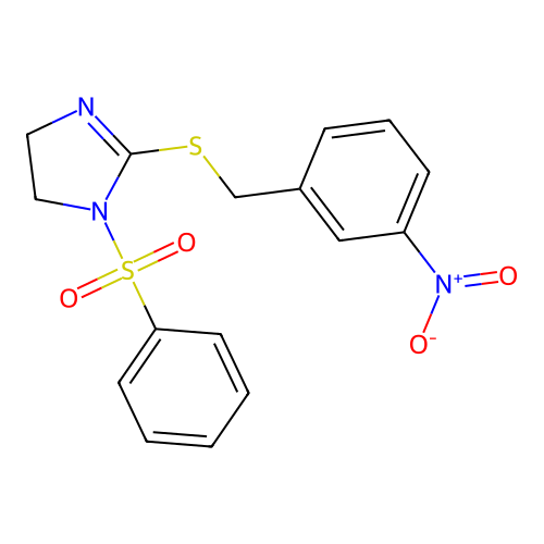 1-(Benzenesulfonyl)-2-[(3-nitrophenyl)methylsulfanyl]-4,5-dihydroimidazole structure