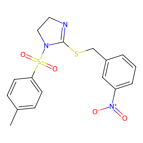 2-((3-nitrobenzyl)thio)-1-tosyl-4,5-dihydro-1H-imidazole structure
