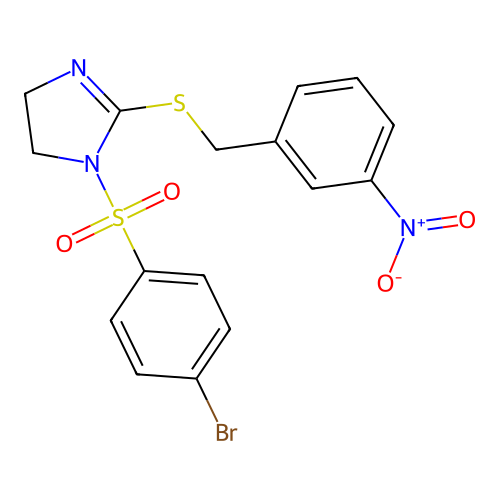 1-(4-Bromophenyl)sulfonyl-2-[(3-nitrophenyl)methylsulfanyl]-4,5-dihydroimidazole structure