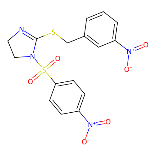 2-[(3-Nitrophenyl)methylsulfanyl]-1-(4-nitrophenyl)sulfonyl-4,5-dihydroimidazole structure