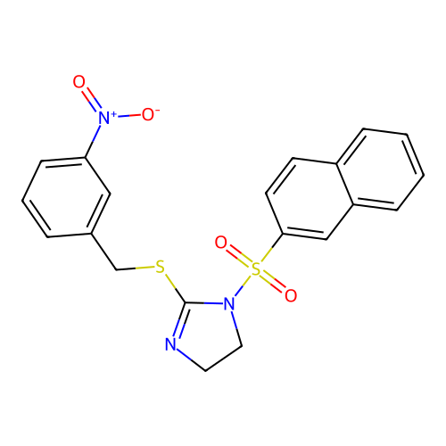 1-Naphthalen-2-ylsulfonyl-2-[(3-nitrophenyl)methylsulfanyl]-4,5-dihydroimidazole structure