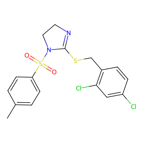 2-((2,4-dichlorobenzyl)thio)-1-tosyl-4,5-dihydro-1H-imidazole structure