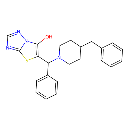 5-((4-Benzylpiperidin-1-yl)(phenyl)methyl)thiazolo[3,2-b][1,2,4]triazol-6-ol structure
