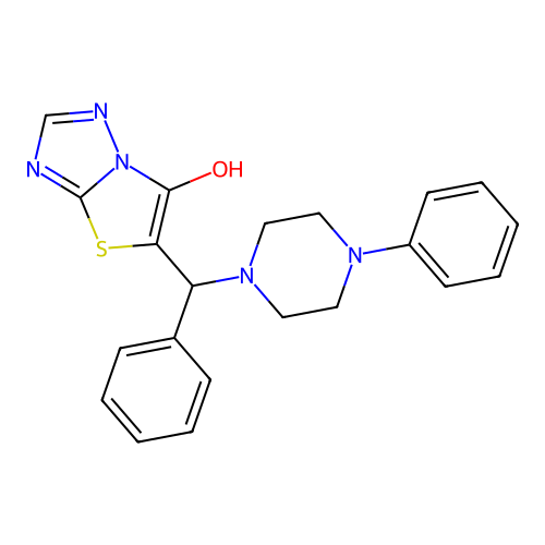 5-(Phenyl(4-phenylpiperazin-1-yl)methyl)thiazolo[3,2-b][1,2,4]triazol-6-ol structure