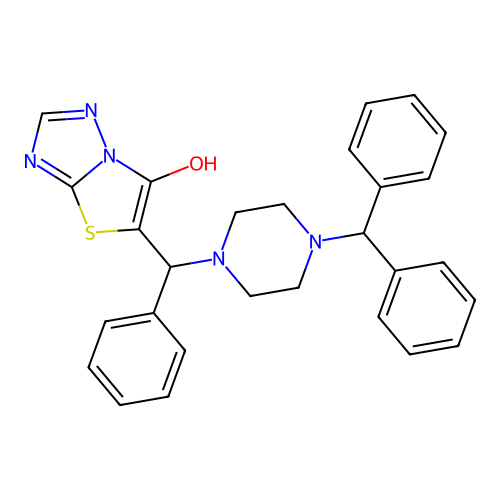 5-((4-Benzhydrylpiperazin-1-yl)(phenyl)methyl)thiazolo[3,2-b][1,2,4]triazol-6-ol structure