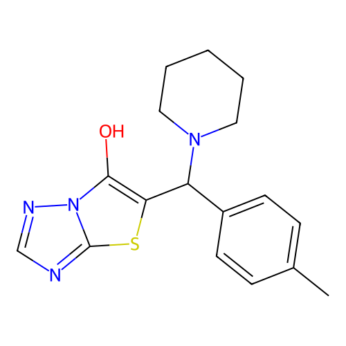 5-(Piperidin-1-yl(p-tolyl)methyl)thiazolo[3,2-b][1,2,4]triazol-6-ol structure