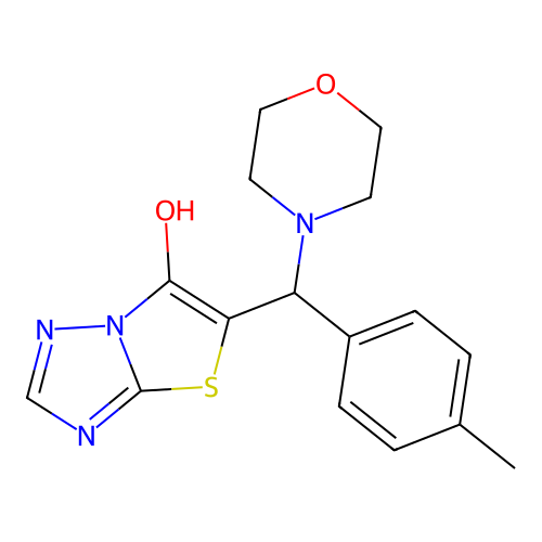 5-(Morpholino(p-tolyl)methyl)thiazolo[3,2-b][1,2,4]triazol-6-ol structure
