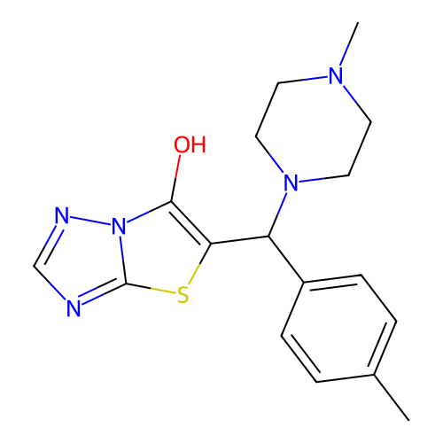 5-((4-Methylpiperazin-1-yl)(p-tolyl)methyl)thiazolo[3,2-b][1,2,4]triazol-6-ol structure