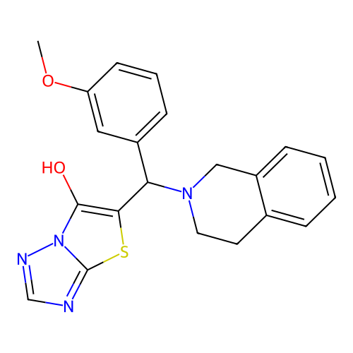 5-((3,4-dihydroisoquinolin-2(1H)-yl)(3-methoxyphenyl)methyl)thiazolo[3,2-b][1,2,4]triazol-6-ol structure