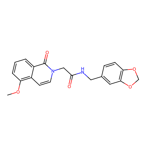 N-(1,3-benzodioxol-5-ylmethyl)-2-(5-methoxy-1-oxoisoquinolin-2-yl)acetamide structure