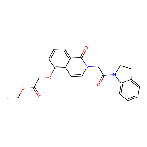 ethyl 2-[2-[2-(2,3-dihydroindol-1-yl)-2-oxoethyl]-1-oxoisoquinolin-5-yl]oxyacetate structure
