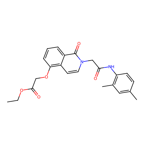 Ethyl 2-[2-[2-(2,4-dimethylanilino)-2-oxoethyl]-1-oxoisoquinolin-5-yl]oxyacetate structure